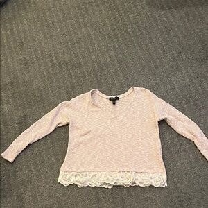 Jessica Simpson Beige Light Weight Knit Sweater/top with Lace bottom trim